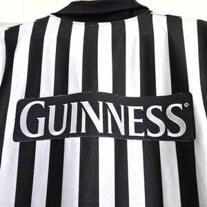 Guinness Rugby Soccer Referee Sports Jersey Men's Large Black White Golden Harp
